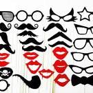 Photo Booth Party - 60 Piece Set -  Wedding Photobooth Props Set - mustache on a stick - Wedding Photo Props