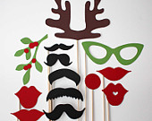 Photobooth Prop - Christmas Props 13 Piece Set- Photo Booth Party Props